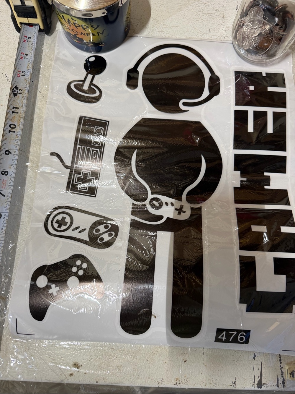 Gamer Vinyl Decal Sticker for bedroom walls and four pics to be framed